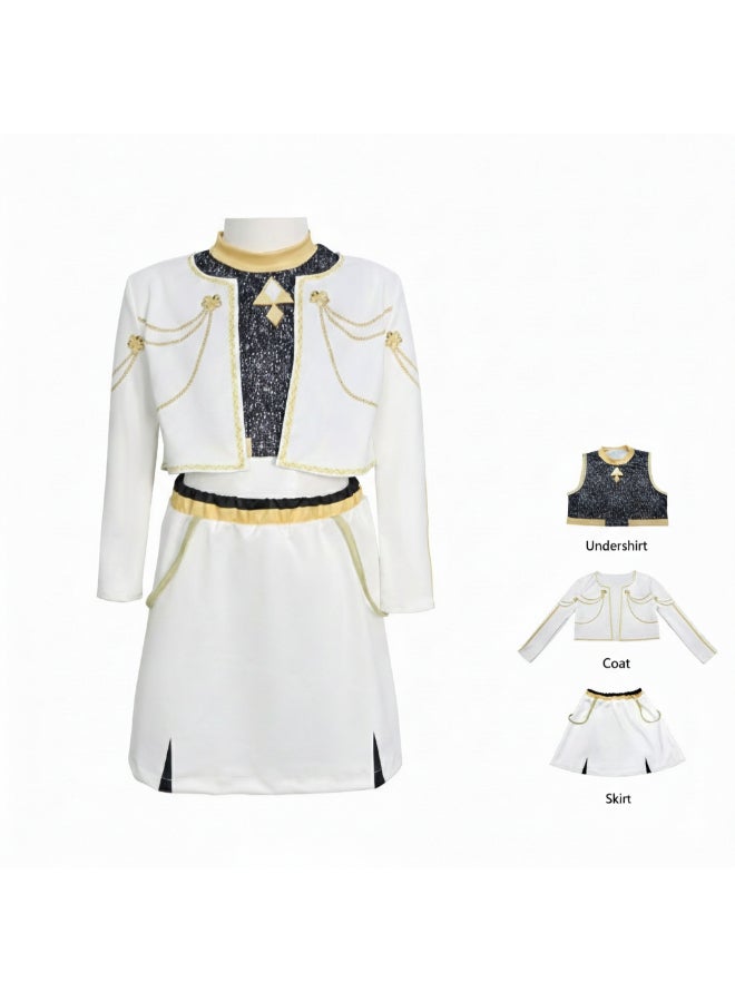 KPop Demon Hunters Zoey K-Pop Demon Hunters Cosplay Costume with Cropped Jacket and Skirt Set, Idol-Inspired Performance Outfit for Fans, Stage Shows and Costume Parties 7to9 years 130cm - Image 1